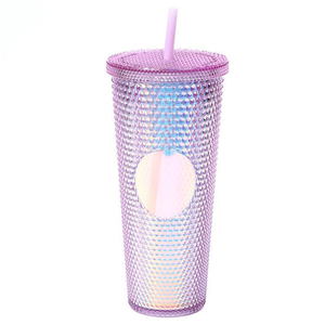 Gobelet en plastique à double paroi de 700ml à large bouche Gobelet de camping à main réutilisable avec paille - Product Image 4