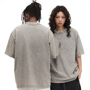 เสื้อยืดวินเทจฟอกสีสไตล์ย้อนยุคสำหรับผู้ชาย สกรีนโลโก้ได้ ผ้าคอตตอนหนานุ่ม 100% ทรงโอเวอร์ไซส์ สไตล์ลำลอง ผ้าถัก - Product Image 3