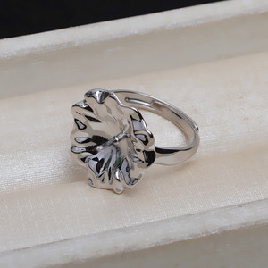 แหวนเงินแท้ S925 แบบเปิด ดีไซน์บาโรก สำหรับทำเครื่องประดับ DIY  ฐานเปล่าสำหรับไข่มุกเม็ดใหญ่  ปรับขนาดได้สำหรับผู้หญิง ไซส์ 10-14  อุปกรณ์ทำเครื่องประดับ - Product Image 3