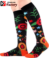 Chaussettes de sport montantes personnalisées en gros, chaussettes de course amusantes, streetwear, motifs colorés, coton, unisexe