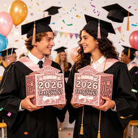 Nouvelle boîte à cartes rose pour la saison des diplômes 2026, 50 cartes, boîte à cartes de fête, décoration créative, cadeau