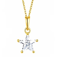 Collier en argent 925 pour femme, collier en argent sterling plaqué or avec zircone cubique, collier étoile mignon
