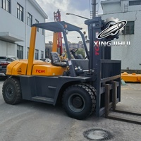 Performa Stabil TCM FD70 Forklift Diesel 7 Ton 4WD Tiang Dua Tingkat Lebar Garpu 150mm Panjang Garpu 1220mm Penggeser Samping Hidrolik