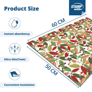 Tapis pour animaux de compagnie de style côtier, rectangulaire, motif de fruits, facile à couper, antidérapant, ultra fin 1 mm, absorption instantanée, léger, respirant, chien, chat - Product Image 2
