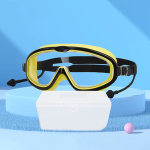 แว่นตาว่ายน้ำกรอบใหญ่สำหรับเด็ก HD ป้องกันฝ้า ป้องกันดวงตา ที่อุดหูซิลิโคน แว่นตาว่ายน้ำดำน้ำกันน้ำ - Product Image 1