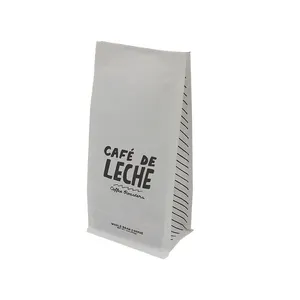 Белая крафт-бумага с плоским дном, индивидуальная печать, биоразлагаемая, Компостируемая упаковка кофейных зерен, кофейный мешок с клапаном