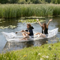 Kayak gonflable en PVC pour 2 personnes, bateau de pêche pliable, bateau d'assaut épaissi, bateau en caoutchouc transparent pour activités aquatiques en extérieur