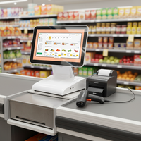 Sistem POS Kios Pemesanan Restoran Layar Sentuh Multi-Touch 15,6 Inci dengan Printer Thermal 58/80mm Terintegrasi, Pembayaran NFC/QR, All-in-One POS