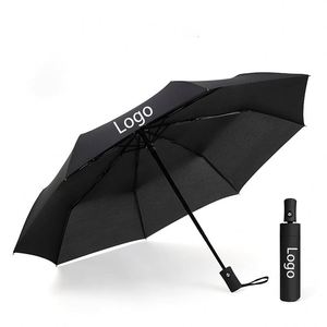Parapluie publicitaire moderne personnalisé en pongé, anti-UV, coupe-vent, pliable en 3 sections, 21 pouces, pour la pluie, avec logo - Product Image 1