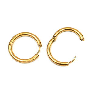Boucles d'oreilles créoles en acier inoxydable, clous ronds, couleurs or, noir, or rose, argent, inaltérables, en stock, bijoux de mode - Product Image 5