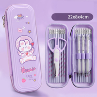 Trousse à crayons double couche mignonne pour enfants, motif dessin animé