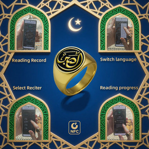 Anello intelligente in acciaio inossidabile NFC apprendimento alqurano 114 capitoli <span class=keywords><strong>Surah</strong></span> 2 recitatori multilingue Android - Product Image 3