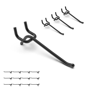 HD black peg 6" 25PC Vietnam Origin <b>Hooks</b> & <b>Rails</b> Pegboard Mounted Iron Industrial Style 101*30*35mm Different Sizes And Shapes - Product Image 1