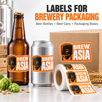 Étiquettes de bière personnalisées, autocollants en rouleau BOPP blancs, autocollants adhésifs pour bouteilles et canettes de brasserie, impression personnalisée imperméable