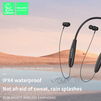 Headphone nirkabel elektronik Earphone olahraga Neckband Headset Handsfree earbud dengan Mic Neckband