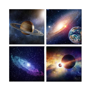 Lienzo Moderno de 4 Paneles con Diseño de Cielo Estrellado, Impresión Digital con Tinta Ecológica, Arte Astronómico Contemporáneo para Decoración de Dormitorios y Hogar - Product Image 1