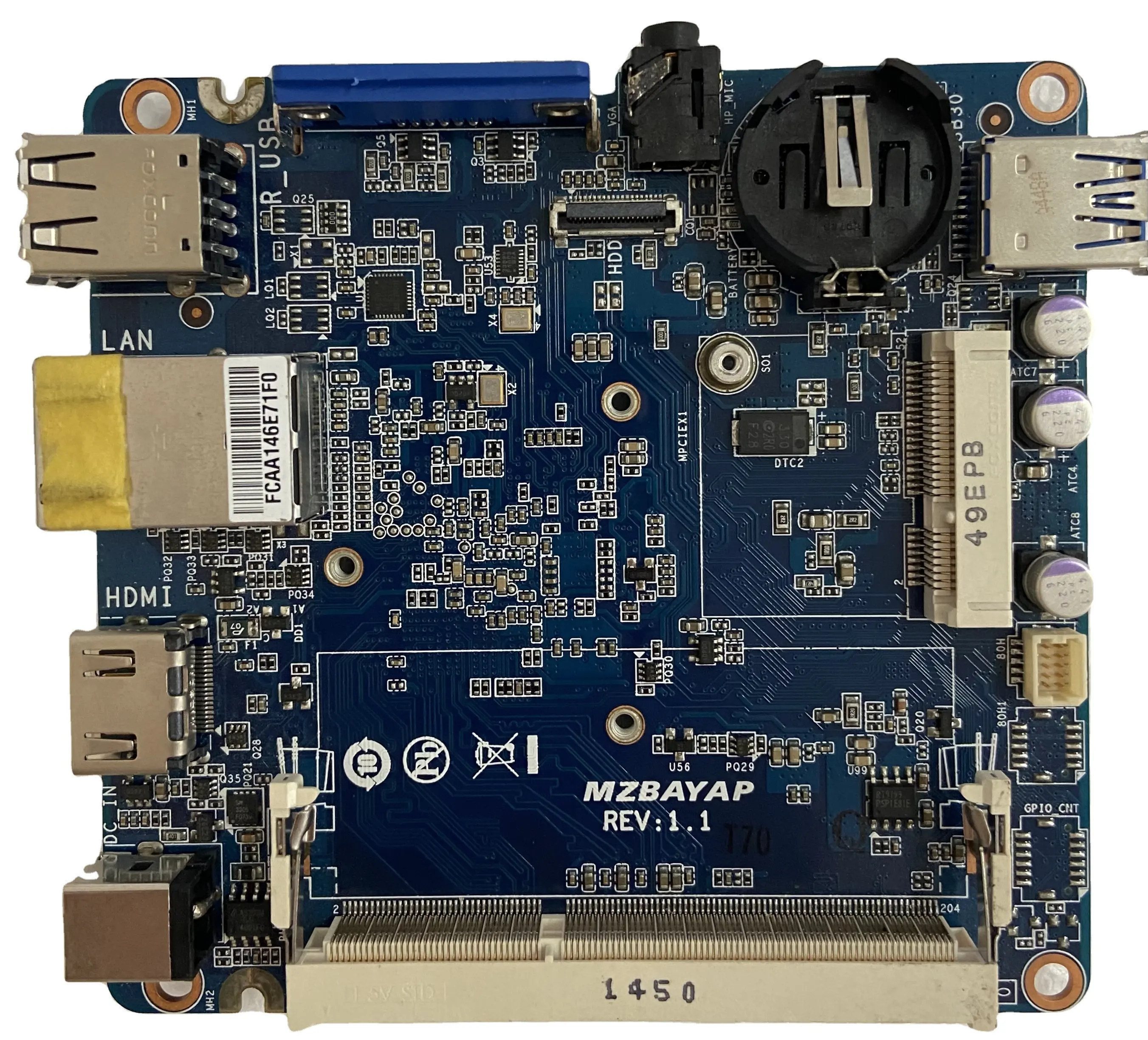 Gigabyte-placa base MZBAYAP MINI-ITX, placa pequeña integrada N2807CPU ITX