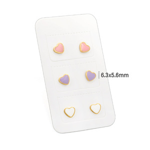 Pendientes de botón en forma de corazón, chapados en oro, aleación de zinc, rosa, blanco, morado, coloridos, joyería de moda para mujer, regalo - Product Image 3