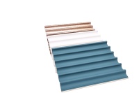 Panneau de grille WPC à texture bois, à rainures circulaires, revêtement mural imperméable et résistant à l'humidité, décoration intérieure