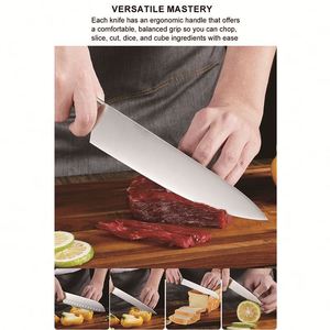 High Carbon Stainless Steel 15-Piece <b>Kitchen</b> <b>Knife</b> Set <b>Sharp</b> Blade Ergonomic Handle Cooking Cutlery <b>Knives</b> Kits with Wood Block - Product Image 3