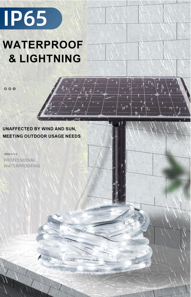 Given SA-T1 Solar Powered RGB LED Strip Light - IP65 Waterproof Remote Control Outdoor Garden Decor