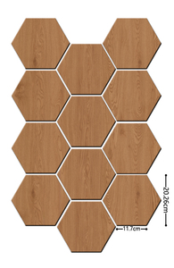Autocollant mural hexagonal en <span class=keywords><strong>bois</strong></span> grainé SXP, auto-adhésif, imperméable, carrelage mural décoratif, revêtement mural DIY - Product Image 3