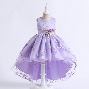 Haute qualité <span class=keywords><strong>belle</strong></span> princesse robes de fête d'<span class=keywords><strong>anniversaire</strong></span> pour les filles vêtements à volants d'été pour bébés et enfants motif solide - Product Image 4