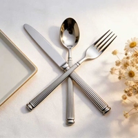 Ensemble de couverts de mariage en acier inoxydable 304 de luxe, finition miroir argentée royale, durable, de haute qualité, compatible lave-vaisselle, 4/12/24 pièces