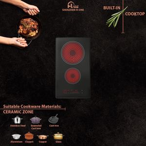 H-one Touch Tempered Black Coil Double Burner Built-In <b>Ceramic</b> Infrared <b>Cooktop</b> for Countertop - Product Image 6