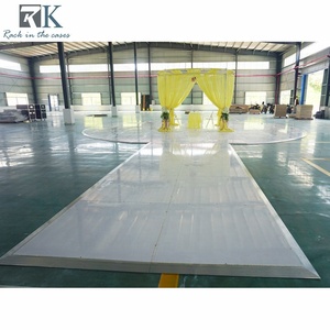 Piste de danse ronde en contreplaqué blanc de 8 m pour événements festifs, mariages, avec revêtement de sol pour défilés et banquets - Product Image 1