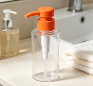 Dispensador de plástico naranja al por mayor con cierre giratorio 30/410 para botellas de loción, jabón de manos, gel de ducha y cosméticos. - Product Image 4