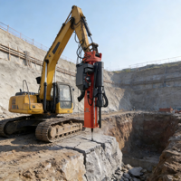 Accessoires pour excavatrice hydraulique, fendeur de roche avec perceuse à roche pour l'exploitation minière