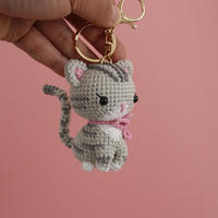 Porte-clés chaton mignon, porte-clés en peluche tissé à la main