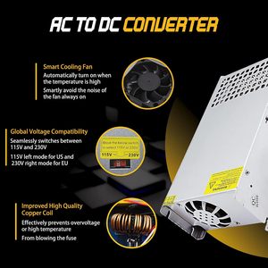 Fonte de Alimentação Ajustável 12V 100A 1200W com Tensão Constante 0-12V, Adaptador Industrial AC 110V-220V <span class=keywords><strong>DC</strong></span> 12V CE FCC - Product Image 2