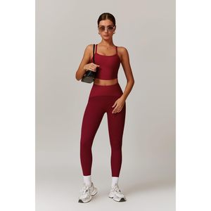 Womens Workout Set 2 Piece <b>Cross</b> Back Tank <b>Top</b> High Waist Leggings Seamless Yoga Outfit Gym Clothes - Product Image 4
