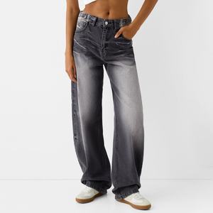 Jeans Casuales para Mujer en Oferta, Personalización OEM, Jeans Nuevos de Cintura Baja, Jeans Holgados para Mujer, Lavado Camuflado, Pierna Ancha, a la Moda - Product Image 1