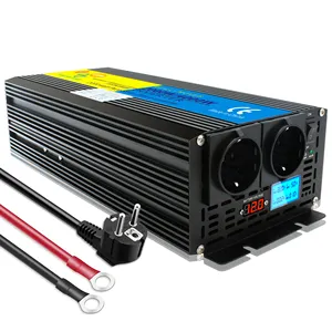 2000w DC 12V To AC 220V LED Dual European Sockets UPS Pure Sine Wave Car Power Inverter With Charger