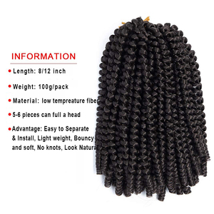 Crochet tóc mở rộng 8inch 12inch nubian mùa xuân Xoắn bom Xoắn Tóc mở rộng Châu Phi bện tóc mùa xuân Xoắn - Product Image 2