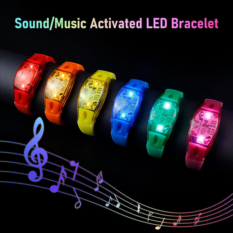 Promotion Custom Logo Party Favor Sound Activated Led Silicone Bracelet Concert Sound Activated Led Wristband