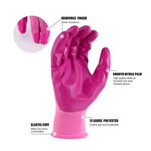 Guanti da lavoro per guanti rivestiti in Nitrile rosa da giardino generale calibro 13 - Product Image 6