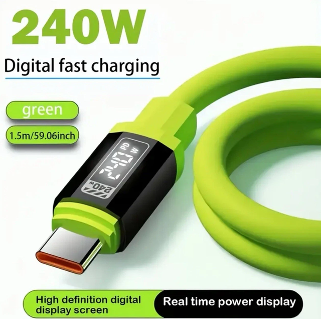 New 240w Digital Display Super Fast Charging Data Cable Type-C Mobile Flash Charging Fully Compatible Charging Line 6a Cable