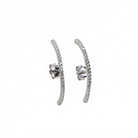Feiner CZ-Schmuck Lange Gebogene Stab-Ohrstecker Dünner Minimalistischer Silber-Stab Ohrring für Mädchen