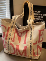 Tas Kanvas Desainer Daur Ulang dengan Pegangan dan Logo Custom untuk Wanita, Tas Belanja Besar dari Kanvas Katun