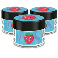 Contenants ronds transparents anti-odeur personnalisés, pots en verre de 2/3/4 oz avec couvercles noirs résistants aux enfants, pots à fleurs de 3,5 g