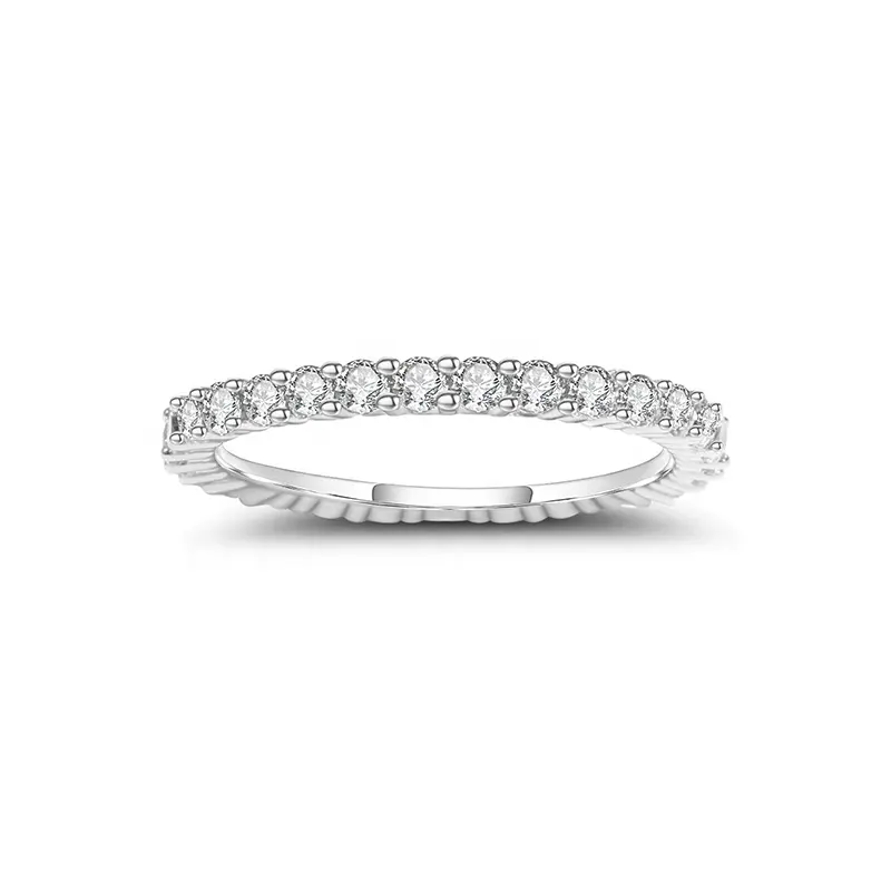 Abiding 2ミリメートルWedding Band Ring Joyeria 925 Sterling Silver Jewelry Moissanite Diamond Engagement Eternity Ring For Women