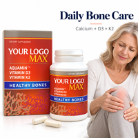 Capsules d'algues, de calcium, de vitamine D3 et K2 en marque privée OEM pour la santé osseuse, nutrition minérale pour adultes, complément alimentaire, vente en gros