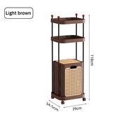 Panier à linge multifonctionnel et écologique de style vintage, léger, avec roulettes et support pour rangement domestique, salle de bain, armoire, linge sale