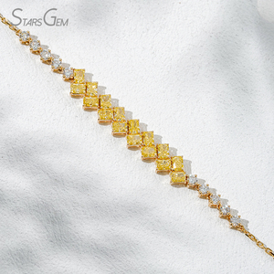 Starsgem 3.02ct Radiant Cut Brilliant DEF Yellow Lab Grown Diamond 18K Oro amarillo Unisex Trendy Diamond Bracelet IGI - Product Image 2
