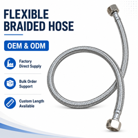 Tuyau tressé en acier inoxydable 201 F3/8 x F3/8 de 11 mm avec connecteur flexible EPDM pour alimentation en eau – Fourniture directe usine