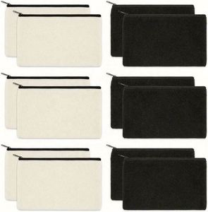 Pochette portable légère en toile de coton, couleur unie, trousse de maquillage de voyage avec fermeture éclair, motif lettres pour femme - Product Image 2